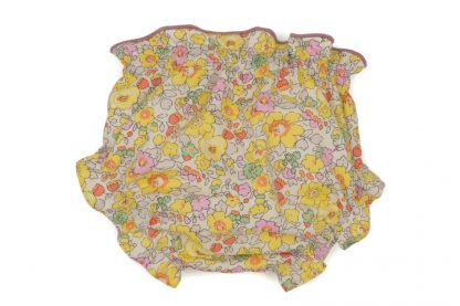 vista trasera culotte liberty estampado flores rosa, amarillo y menta