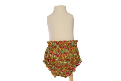 Busto con culotte en liberty flores coral, fucsia y verde.